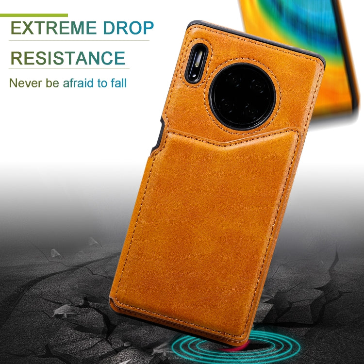 For Huawei Mate 30 Pro Shockproof Calf Texture Protective Case with Holder & Card Slots & Frame
