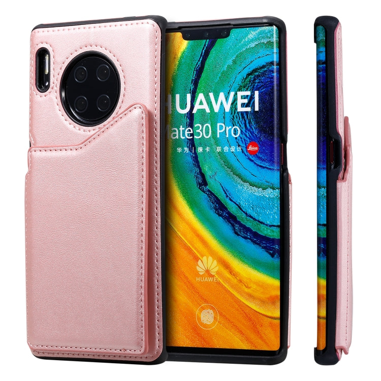 For Huawei Mate 30 Pro Shockproof Calf Texture Protective Case with Holder & Card Slots & Frame