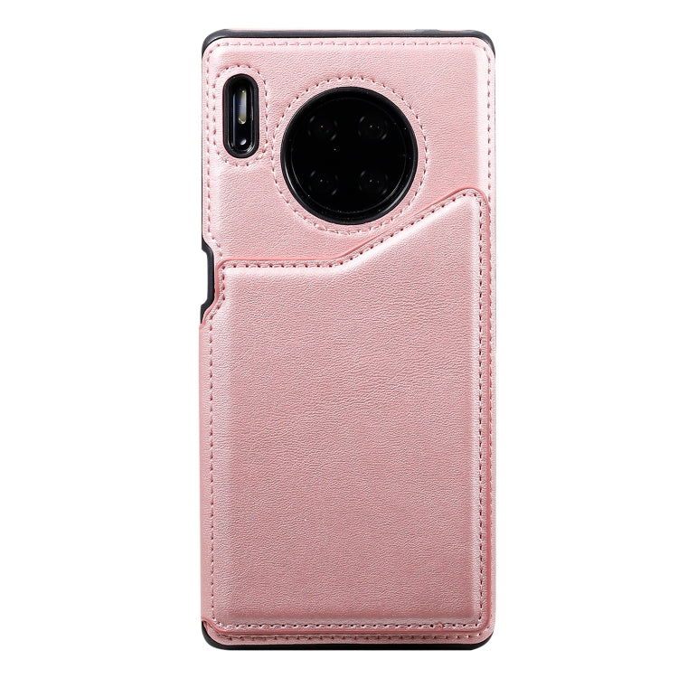 For Huawei Mate 30 Pro Shockproof Calf Texture Protective Case with Holder & Card Slots & Frame