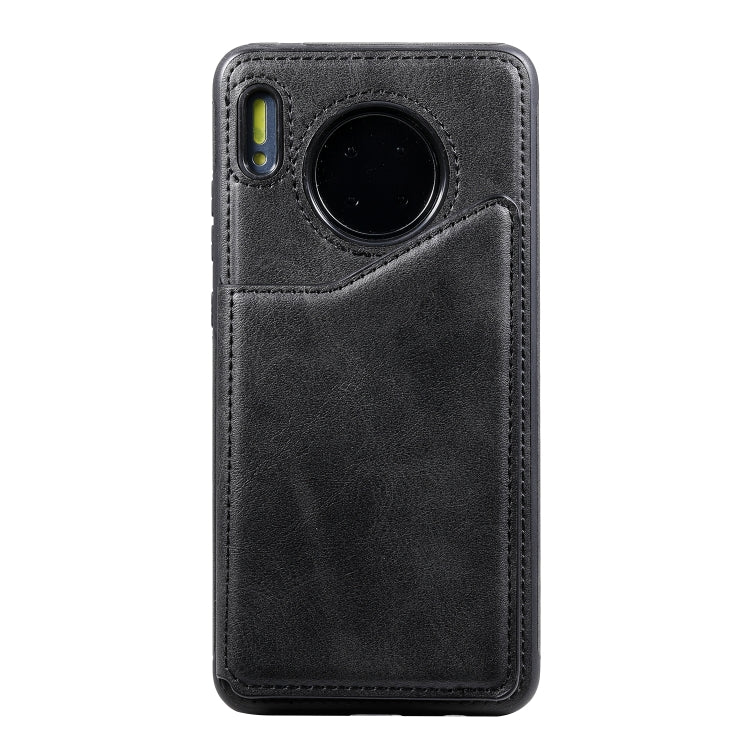 For Huawei Mate 30 Shockproof Calf Texture Protective Case with Holder & Card Slots & Frame