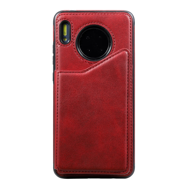 For Huawei Mate 30 Shockproof Calf Texture Protective Case with Holder & Card Slots & Frame