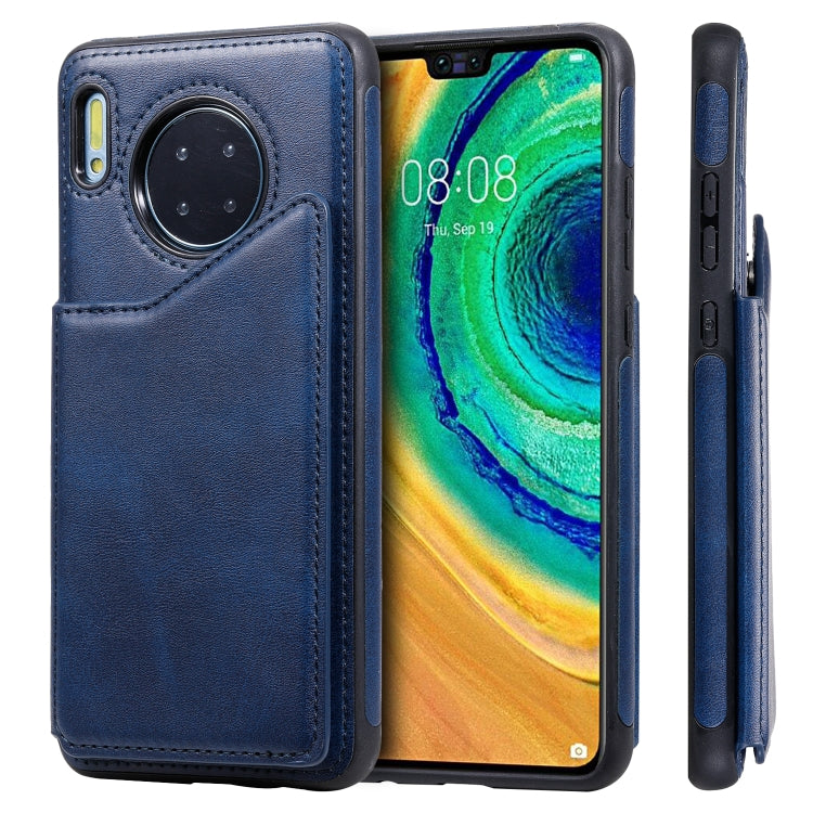 For Huawei Mate 30 Shockproof Calf Texture Protective Case with Holder & Card Slots & Frame