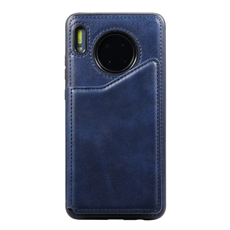 For Huawei Mate 30 Shockproof Calf Texture Protective Case with Holder & Card Slots & Frame