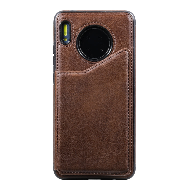 For Huawei Mate 30 Shockproof Calf Texture Protective Case with Holder & Card Slots & Frame