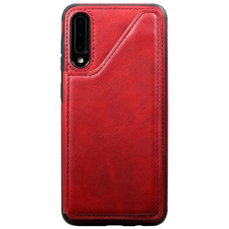 For Galaxy A50 Shockproof Calf Texture Protective Case with Holder & Card Slots & Frame