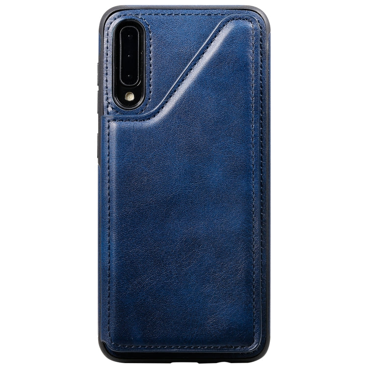 For Galaxy A50 Shockproof Calf Texture Protective Case with Holder & Card Slots & Frame