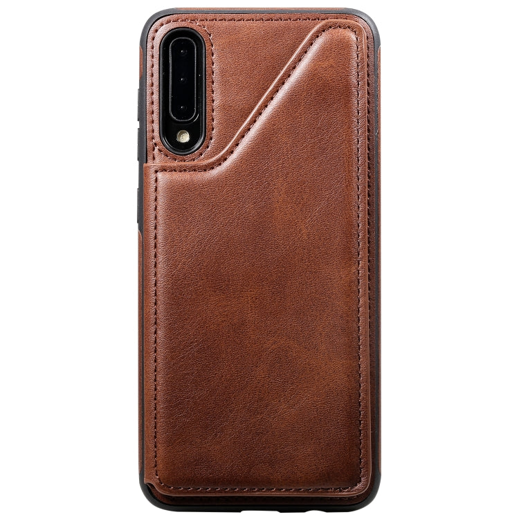 For Galaxy A50 Shockproof Calf Texture Protective Case with Holder & Card Slots & Frame