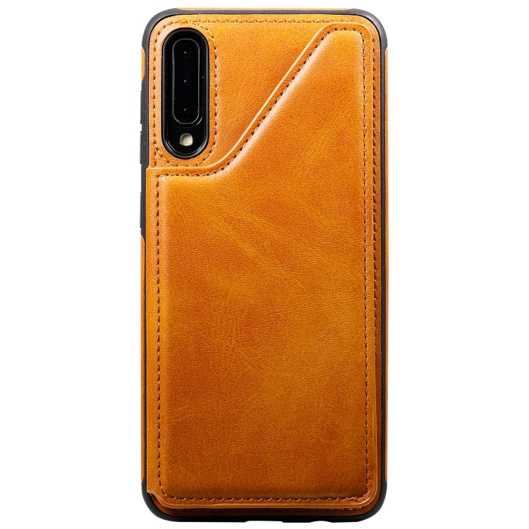 For Galaxy A50 Shockproof Calf Texture Protective Case with Holder & Card Slots & Frame