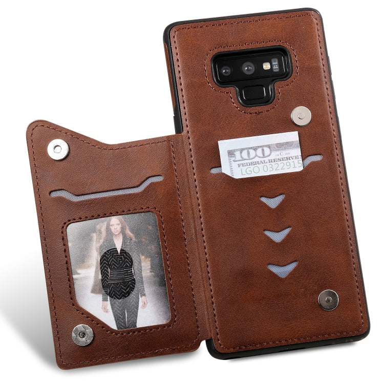 For Galaxy Note 9 Shockproof Calf Texture Protective Case with Holder & Card Slots & Frame