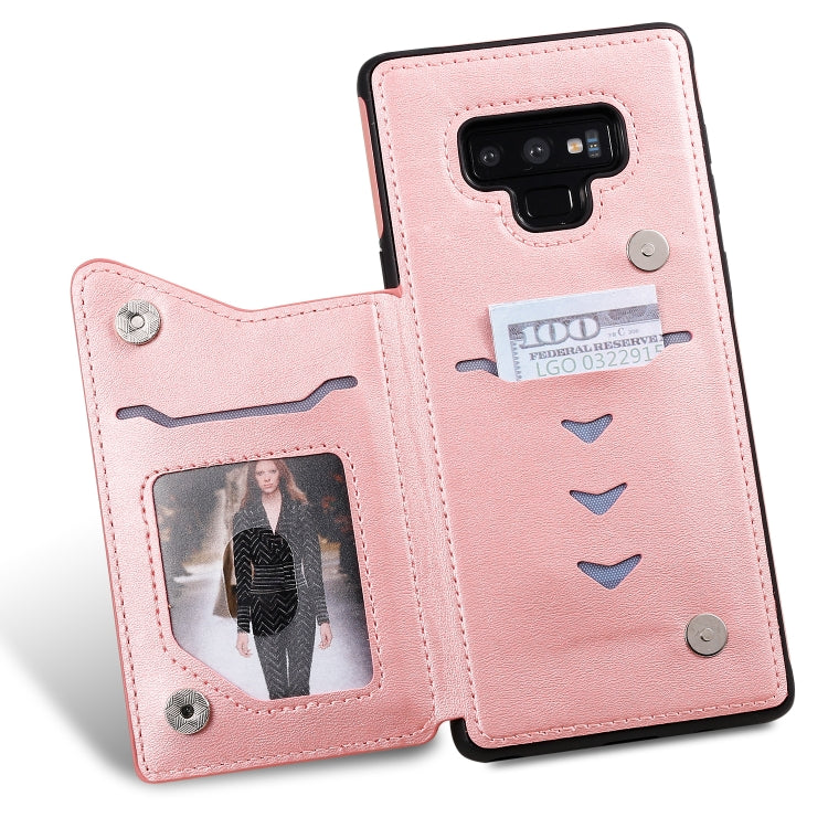 For Galaxy Note 9 Shockproof Calf Texture Protective Case with Holder & Card Slots & Frame