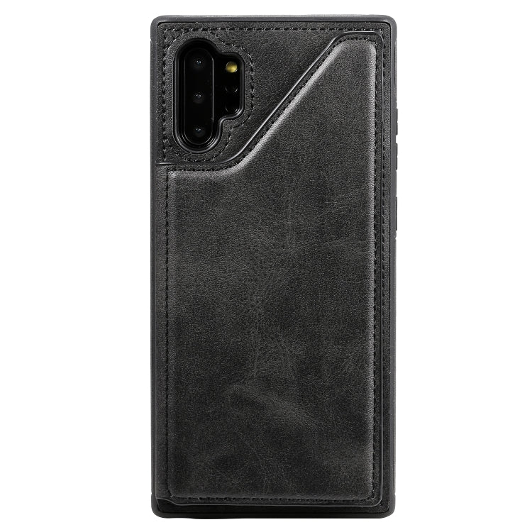 For Galaxy Note 10+ Shockproof Calf Texture Protective Case with Holder & Card Slots & Frame