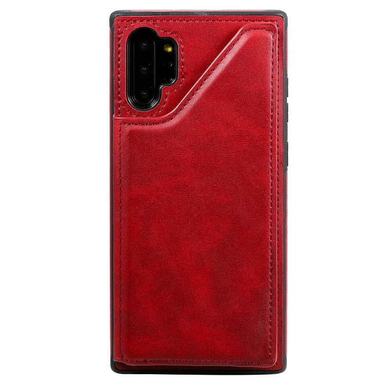 For Galaxy Note 10+ Shockproof Calf Texture Protective Case with Holder & Card Slots & Frame