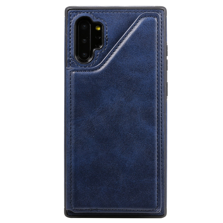 For Galaxy Note 10+ Shockproof Calf Texture Protective Case with Holder & Card Slots & Frame