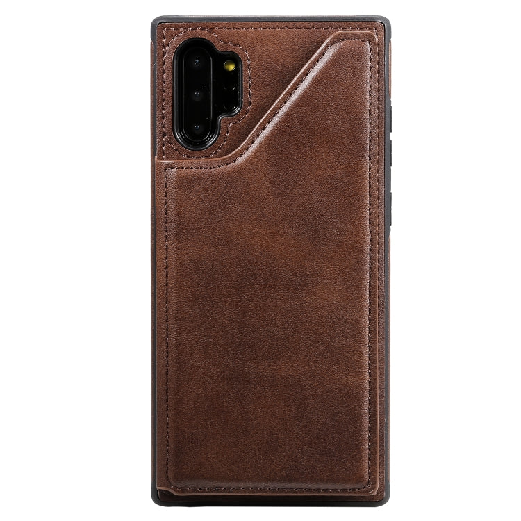 For Galaxy Note 10+ Shockproof Calf Texture Protective Case with Holder & Card Slots & Frame