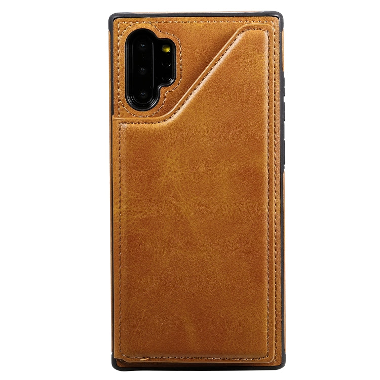 For Galaxy Note 10+ Shockproof Calf Texture Protective Case with Holder & Card Slots & Frame