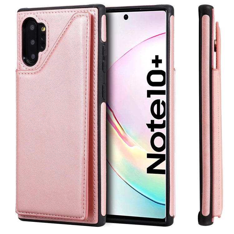 For Galaxy Note 10+ Shockproof Calf Texture Protective Case with Holder & Card Slots & Frame