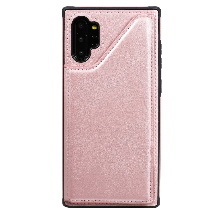 For Galaxy Note 10+ Shockproof Calf Texture Protective Case with Holder & Card Slots & Frame