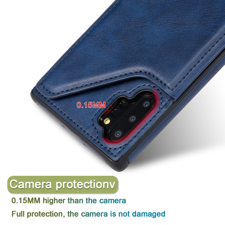 For Galaxy Note 10+ Shockproof Calf Texture Protective Case with Holder & Card Slots & Frame