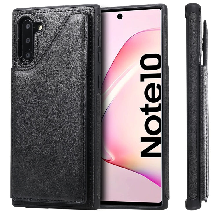 For Galaxy Note 10 Shockproof Calf Texture Protective Case with Holder & Card Slots & Frame