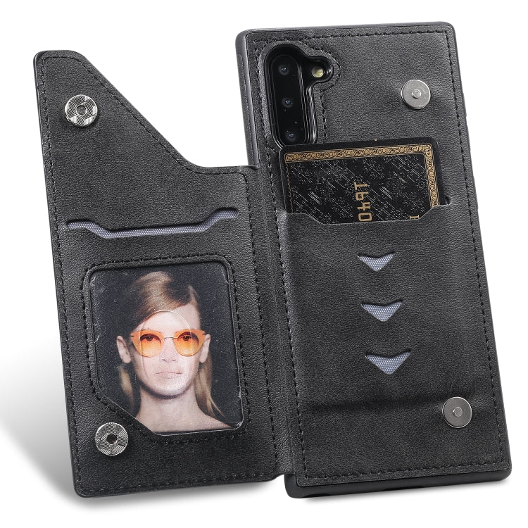 For Galaxy Note 10 Shockproof Calf Texture Protective Case with Holder & Card Slots & Frame