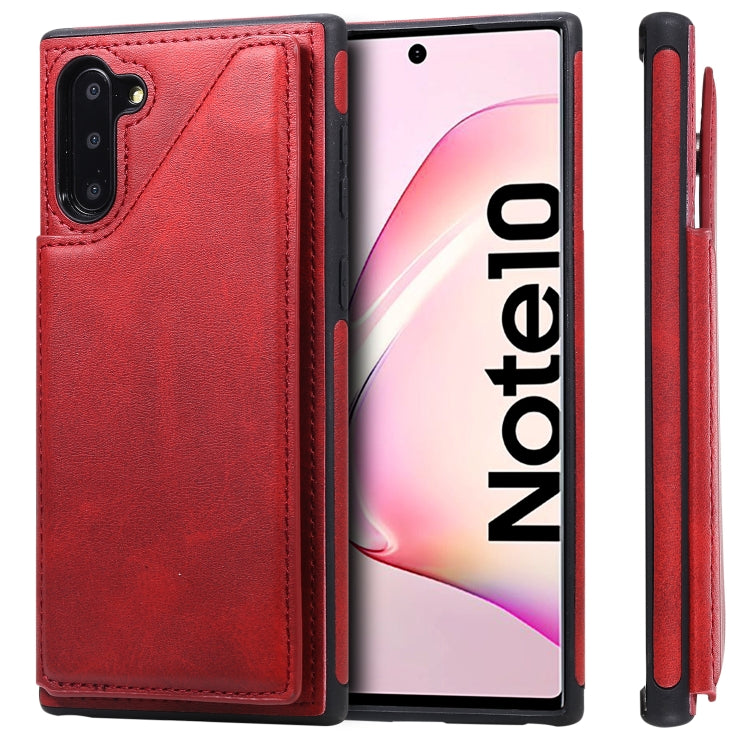 For Galaxy Note 10 Shockproof Calf Texture Protective Case with Holder & Card Slots & Frame