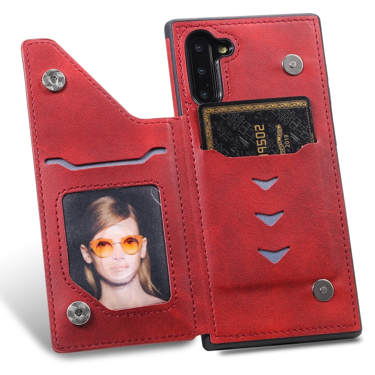 For Galaxy Note 10 Shockproof Calf Texture Protective Case with Holder & Card Slots & Frame
