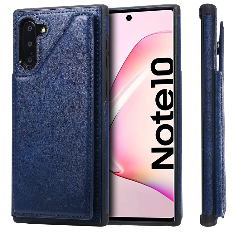 For Galaxy Note 10 Shockproof Calf Texture Protective Case with Holder & Card Slots & Frame