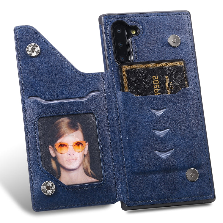 For Galaxy Note 10 Shockproof Calf Texture Protective Case with Holder & Card Slots & Frame