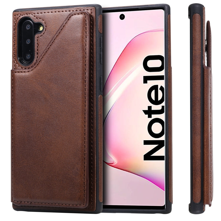 For Galaxy Note 10 Shockproof Calf Texture Protective Case with Holder & Card Slots & Frame