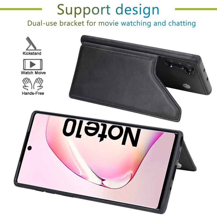 For Galaxy Note 10 Shockproof Calf Texture Protective Case with Holder & Card Slots & Frame