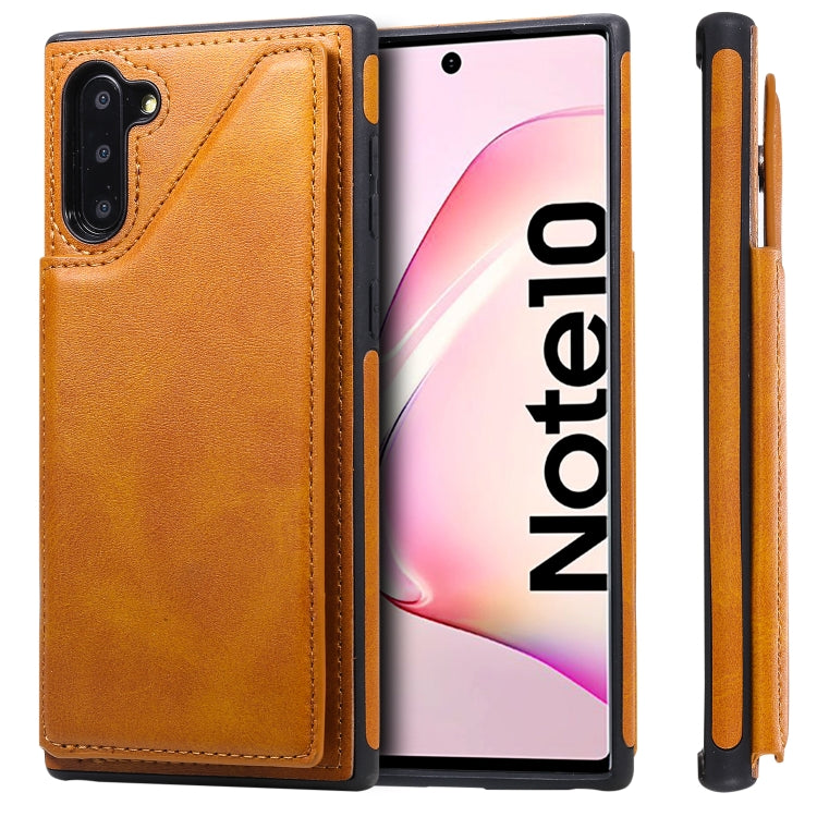 For Galaxy Note 10 Shockproof Calf Texture Protective Case with Holder & Card Slots & Frame