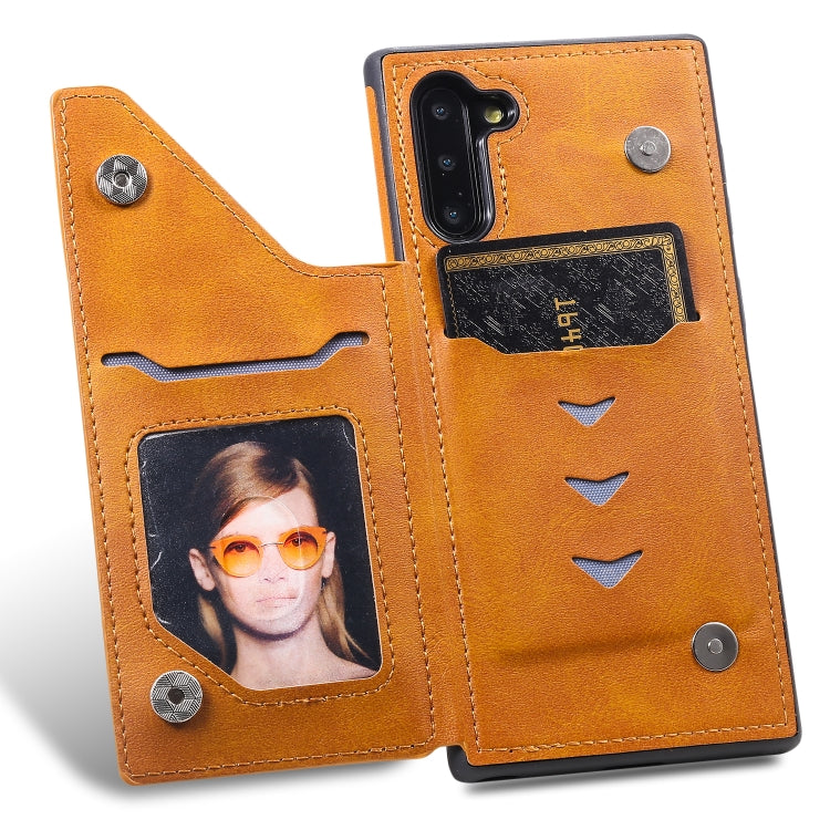 For Galaxy Note 10 Shockproof Calf Texture Protective Case with Holder & Card Slots & Frame