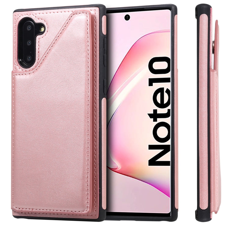 For Galaxy Note 10 Shockproof Calf Texture Protective Case with Holder & Card Slots & Frame