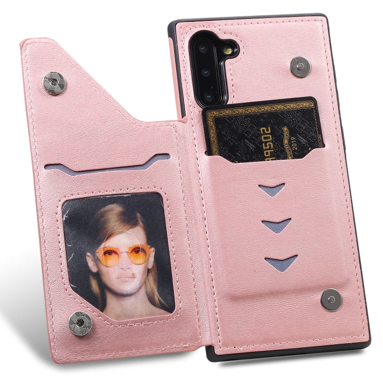For Galaxy Note 10 Shockproof Calf Texture Protective Case with Holder & Card Slots & Frame