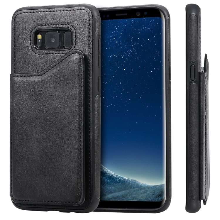 For Galaxy S8+ Shockproof Calf Texture Protective Case with Holder & Card Slots & Frame