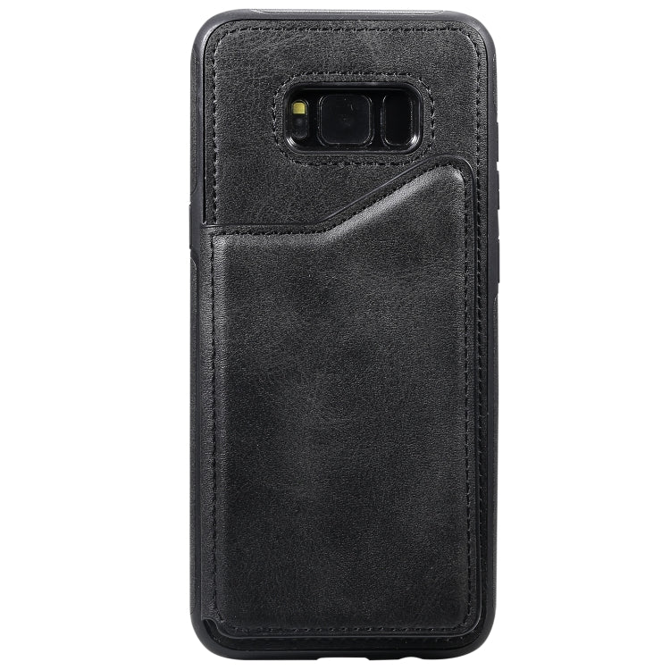For Galaxy S8+ Shockproof Calf Texture Protective Case with Holder & Card Slots & Frame