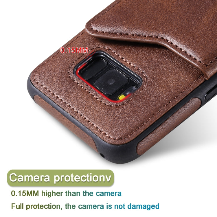 For Galaxy S8+ Shockproof Calf Texture Protective Case with Holder & Card Slots & Frame