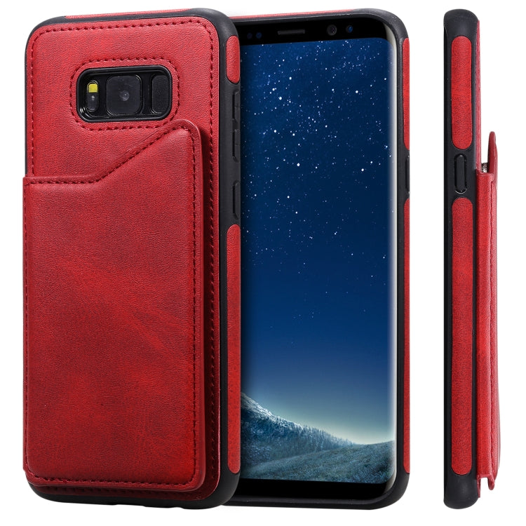 For Galaxy S8+ Shockproof Calf Texture Protective Case with Holder & Card Slots & Frame