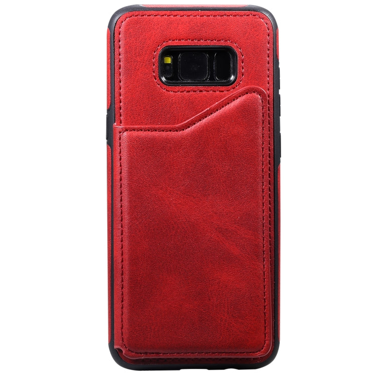 For Galaxy S8+ Shockproof Calf Texture Protective Case with Holder & Card Slots & Frame