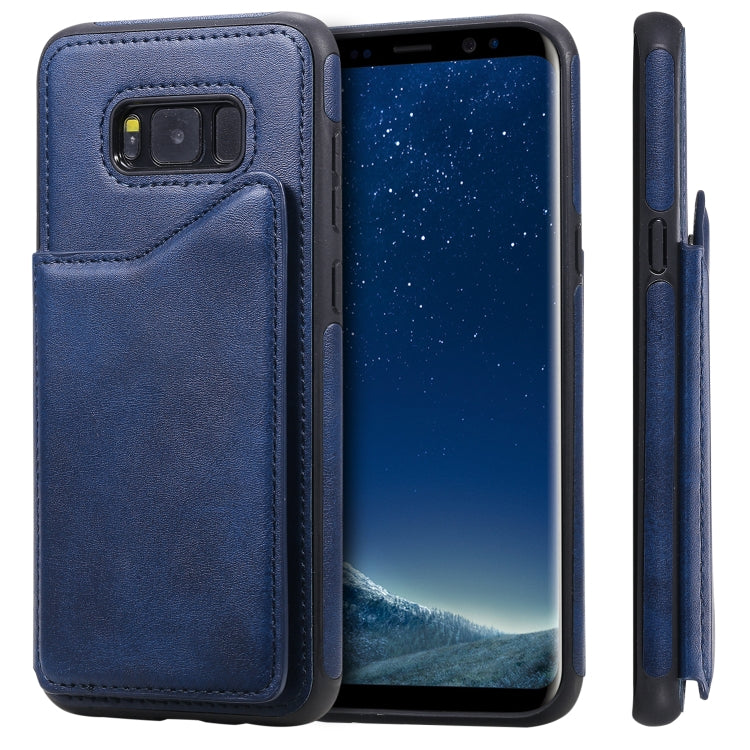For Galaxy S8+ Shockproof Calf Texture Protective Case with Holder & Card Slots & Frame