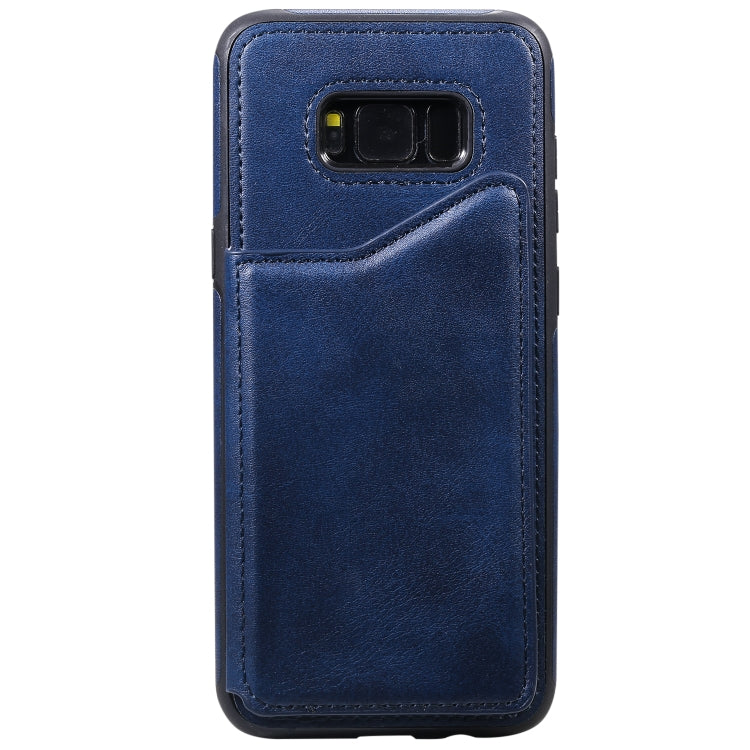 For Galaxy S8+ Shockproof Calf Texture Protective Case with Holder & Card Slots & Frame