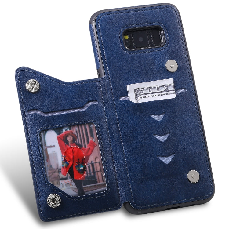 For Galaxy S8+ Shockproof Calf Texture Protective Case with Holder & Card Slots & Frame