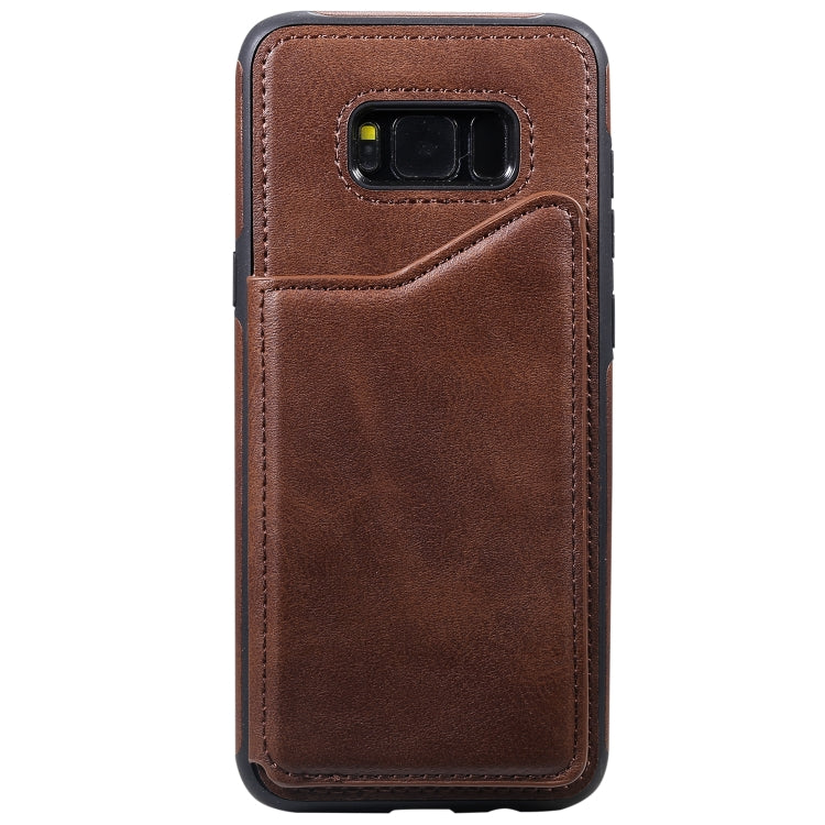 For Galaxy S8+ Shockproof Calf Texture Protective Case with Holder & Card Slots & Frame