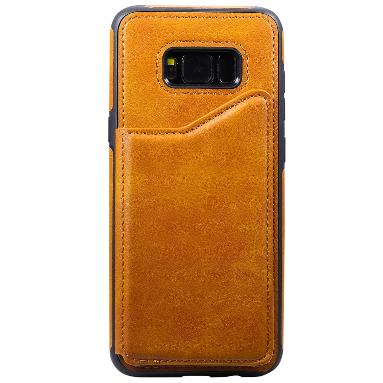 For Galaxy S8+ Shockproof Calf Texture Protective Case with Holder & Card Slots & Frame