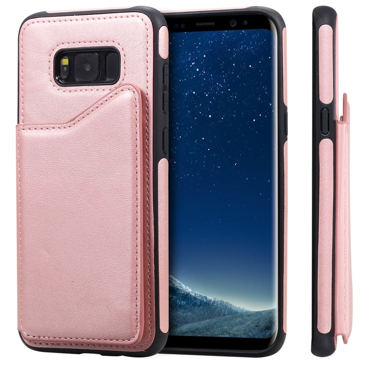 For Galaxy S8+ Shockproof Calf Texture Protective Case with Holder & Card Slots & Frame