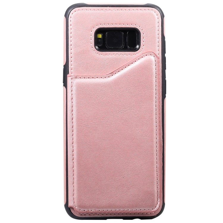 For Galaxy S8+ Shockproof Calf Texture Protective Case with Holder & Card Slots & Frame