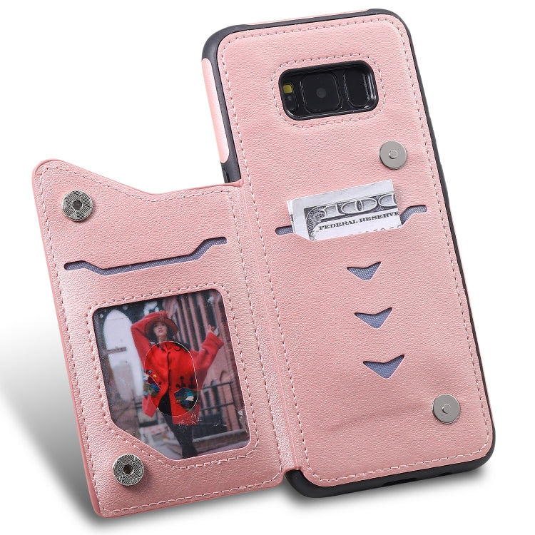 For Galaxy S8+ Shockproof Calf Texture Protective Case with Holder & Card Slots & Frame