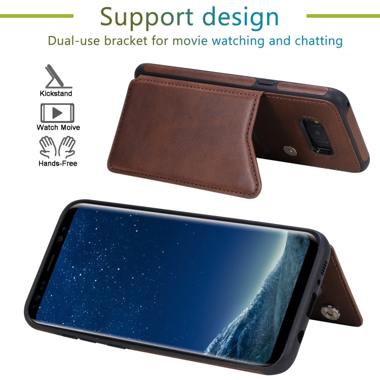 For Galaxy S8+ Shockproof Calf Texture Protective Case with Holder & Card Slots & Frame