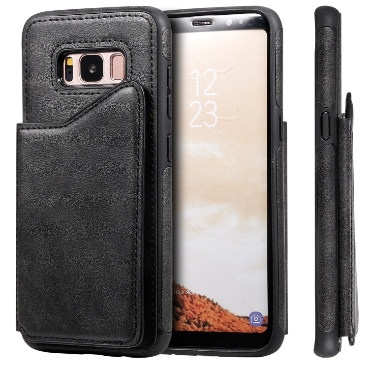 For Galaxy S8 Shockproof Calf Texture Protective Case with Holder & Card Slots & Frame