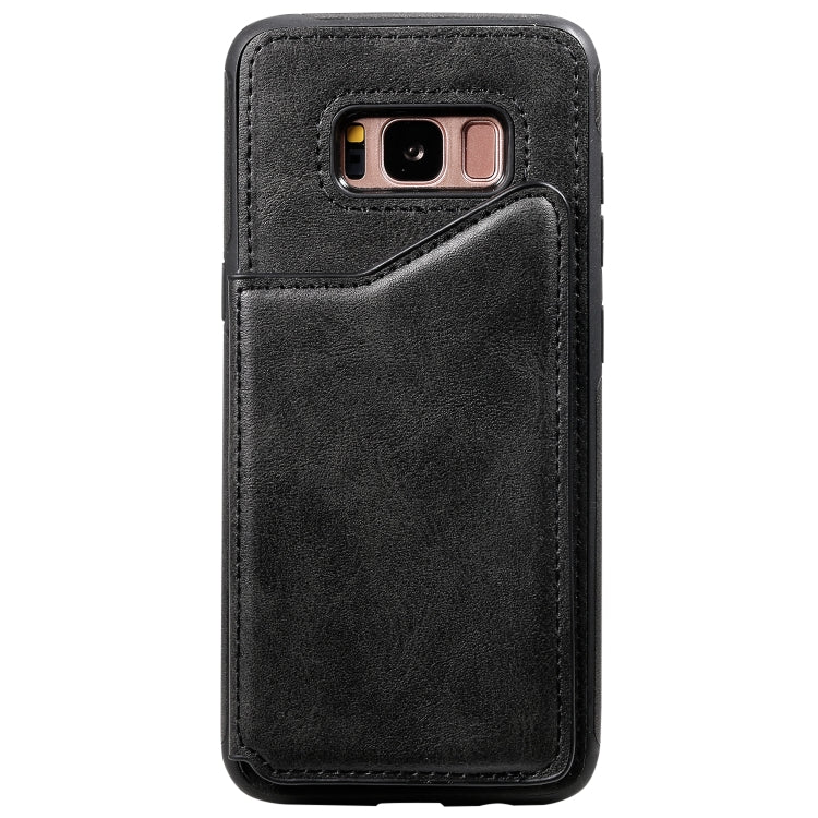 For Galaxy S8 Shockproof Calf Texture Protective Case with Holder & Card Slots & Frame